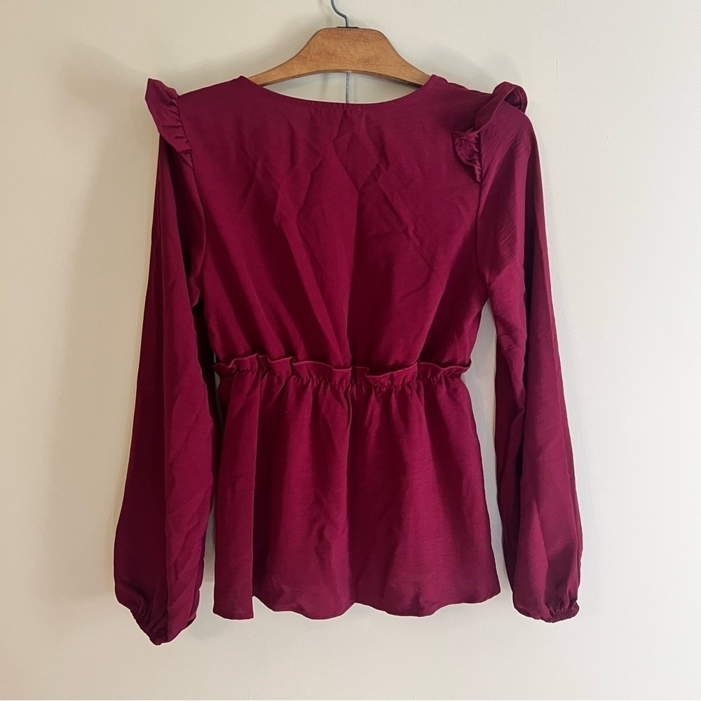 Gilli Burgundy Ruffle Blouse - Picture 6 of 9